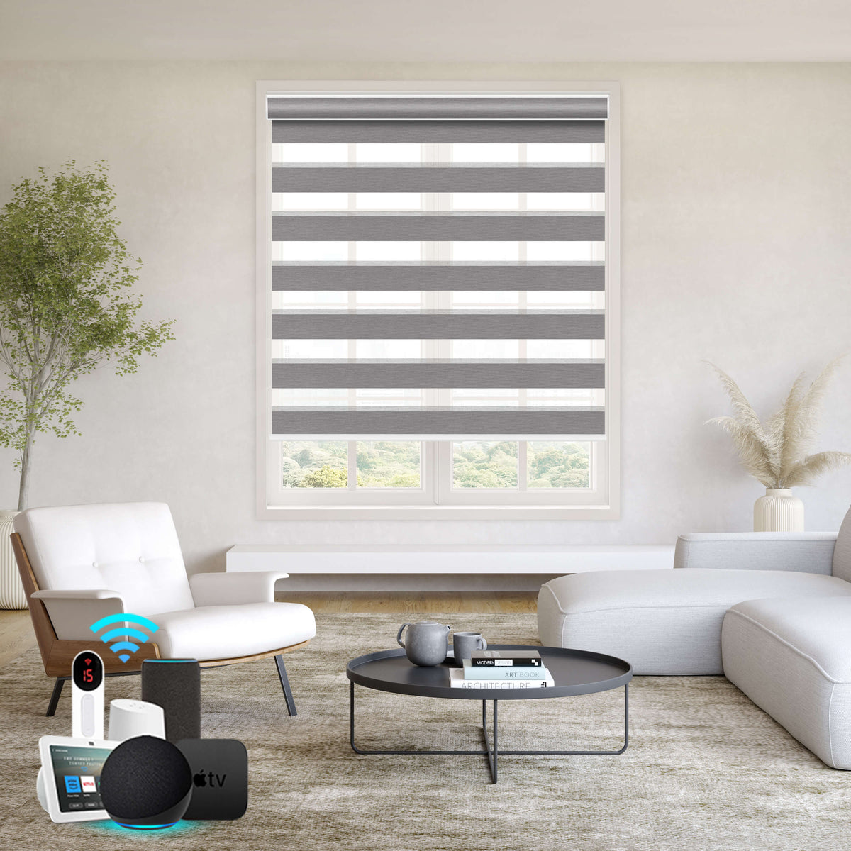 Bringnox Motorized Zebra Roller Blinds 85% Blackout