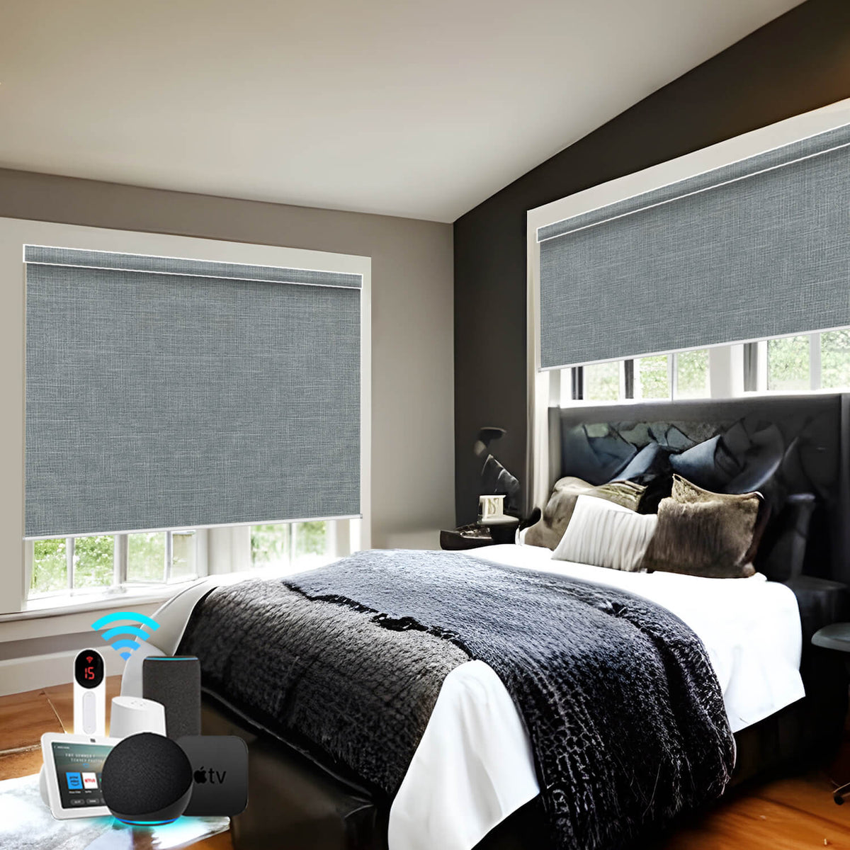 Bringnox Motorized Roller Shades 100% Blackout Bouvardia