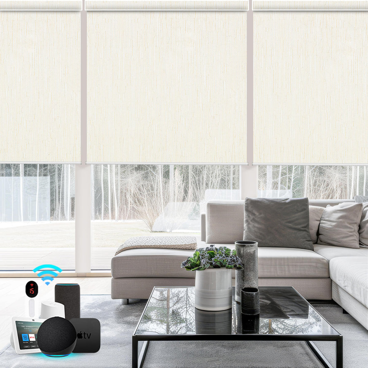 Bringnox Motorized Roller Shades 100% Blackout Safari